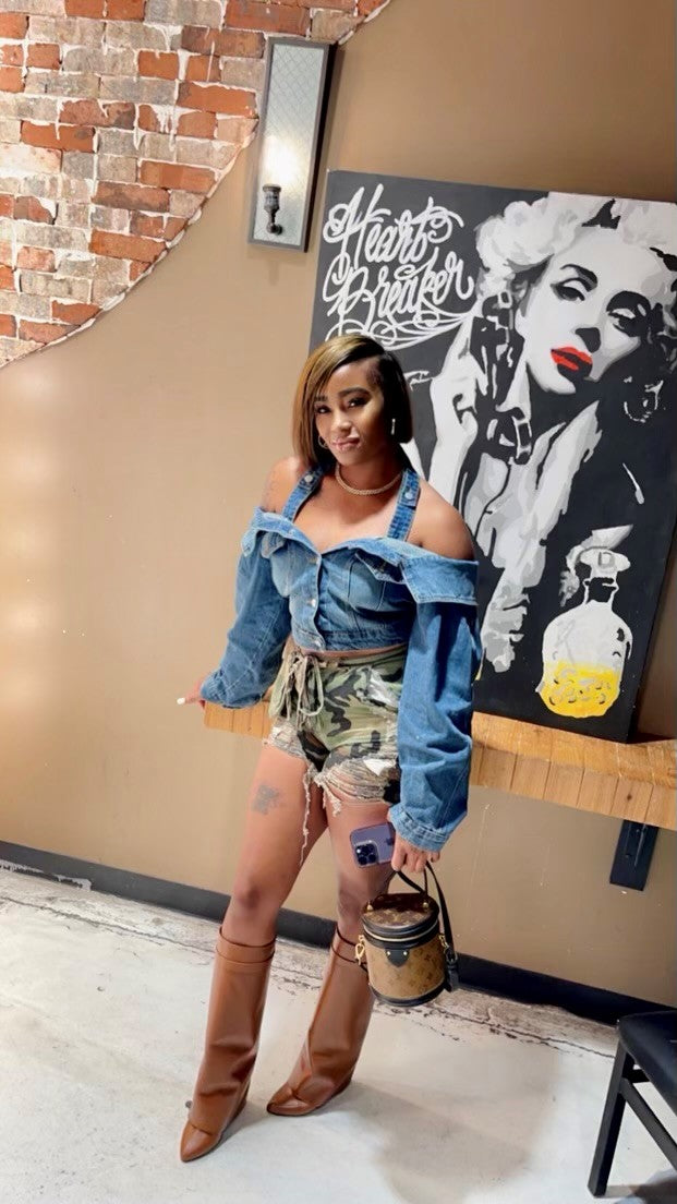 Halter Denim Jacket – CC Opulence