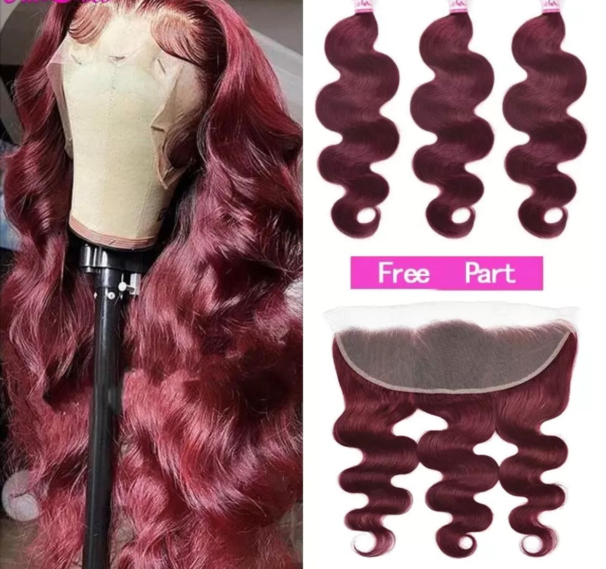 Burgundy Body Wave Human Hair