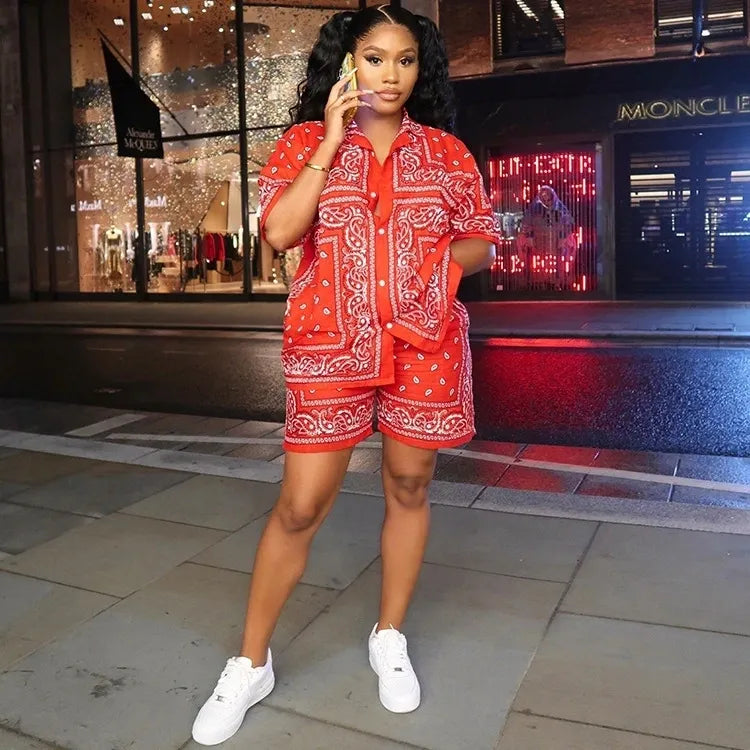 casual two piece red set
