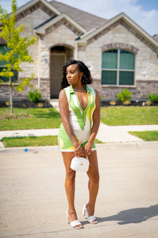 women wearing Green Light Playsuit